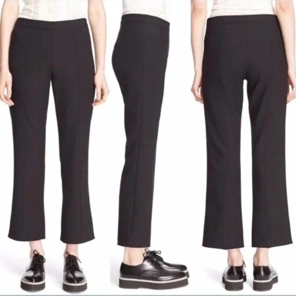 cinq a sept Black High Rise Black Kick Flare Slit Crop Slacks Size 10